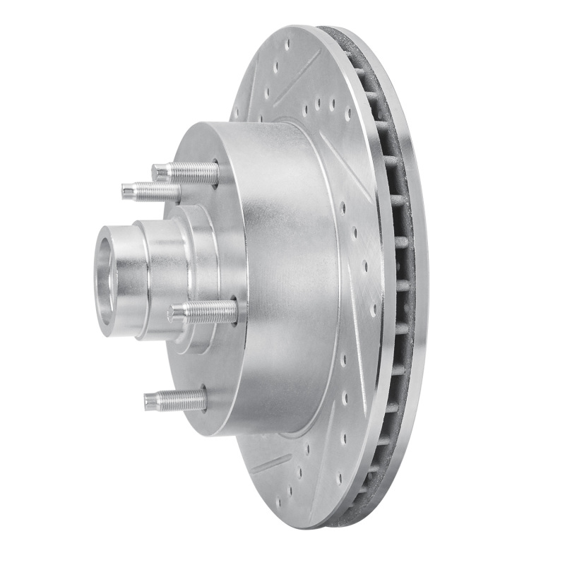 Ford E-150 Econoline Club Wagon Brake Rotor (1) - Front Left - R1 Concepts - Drilled & Slotted - Silver - `94-`01